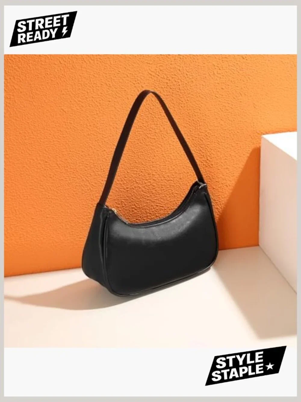Vegan Leather Hobo Sling Tote Handbag with Zipper Closure - Retro Shoulder Bag - Picture 2 of 7